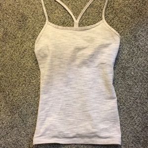 Pink and grey lululemon tank.